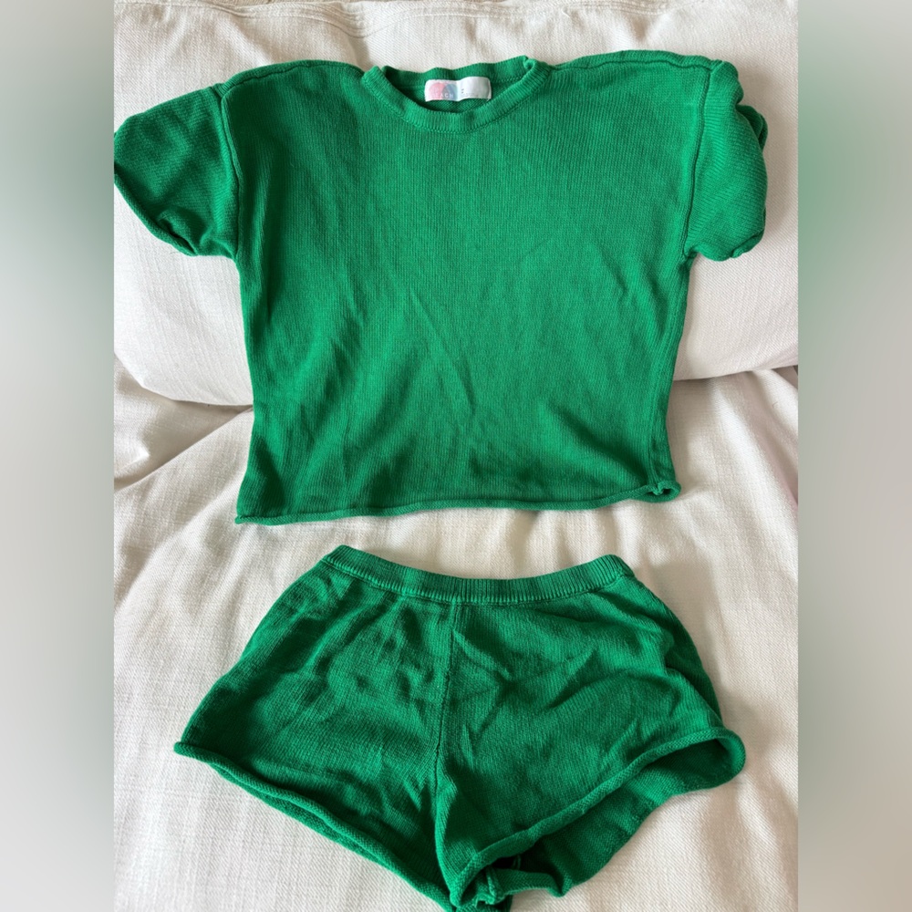 Free People Green Short Sleeve Tee